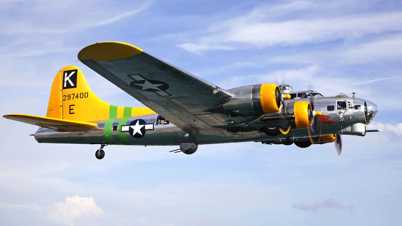 бомбардировщик, боинг, полет, b-17, самолет, небо