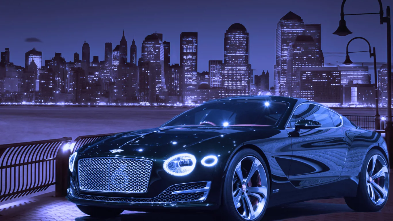 Ночь, город, машина, Bentley EXP 10 Speed 6 