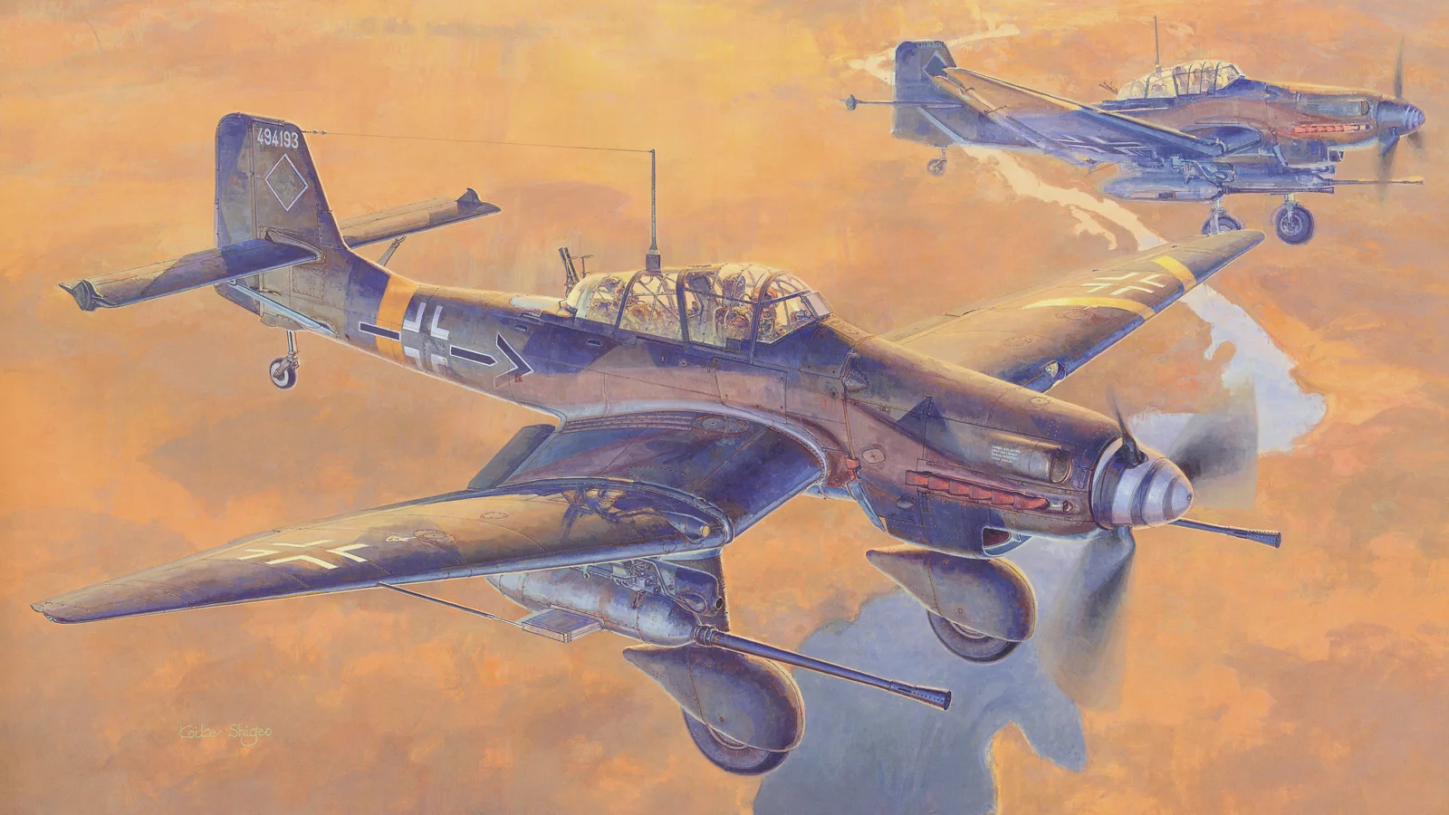 одномоторные, юнкерс, небо, ju 87 g, немецкие, арт