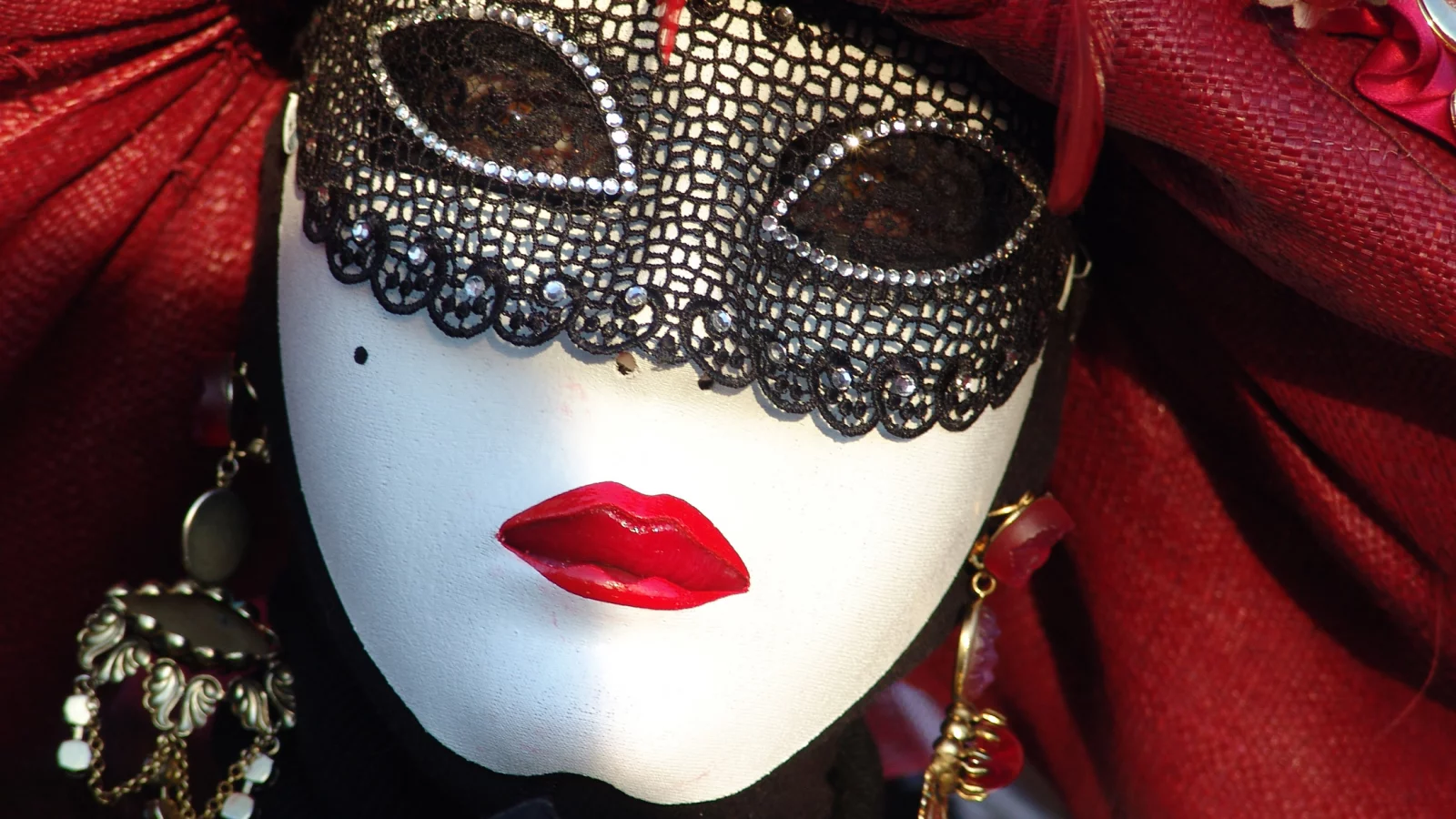white, red, carnival, mask, fabrics
