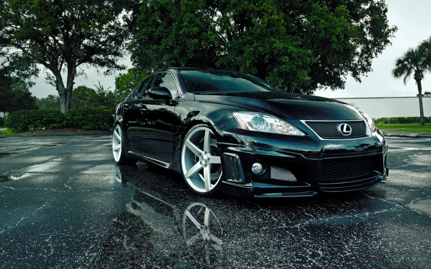 асфальт, лето, Lexus, is-f, капли, лужи, мокрый