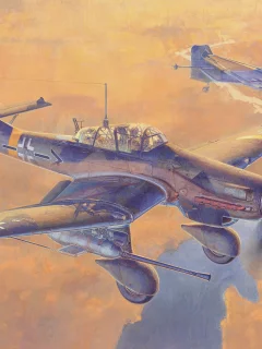 одномоторные, юнкерс, небо, ju 87 g, немецкие, арт