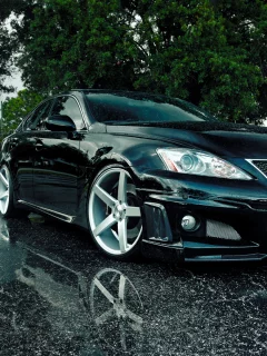 асфальт, лето, Lexus, is-f, капли, лужи, мокрый