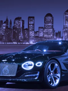 Ночь, город, машина, Bentley EXP 10 Speed 6 