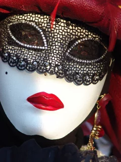 white, red, carnival, mask, fabrics