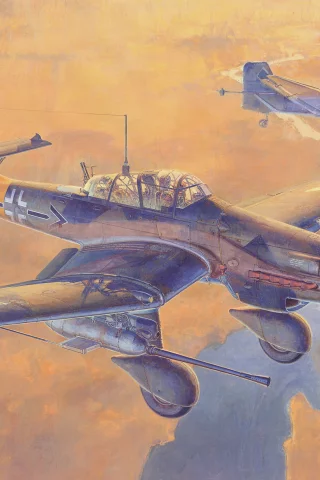 одномоторные, юнкерс, небо, ju 87 g, немецкие, арт
