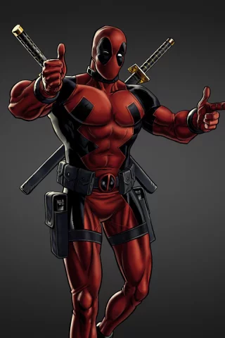 deadpool, дэдпул, комикс, черный фон, меч, красный