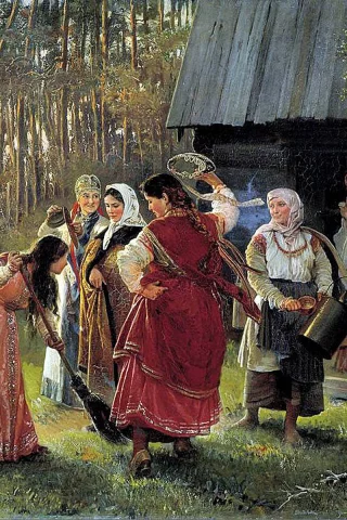 А.И.Корзухин, картина, масло, холст, девичник.