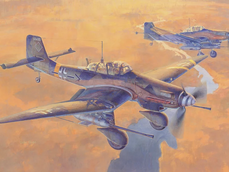 одномоторные, юнкерс, небо, ju 87 g, немецкие, арт