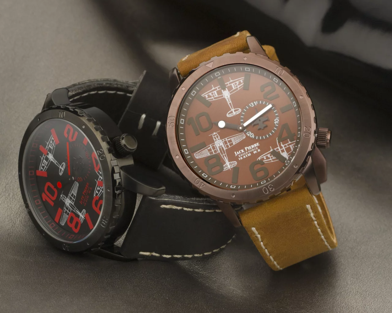 red, jack pierre, black, watch, men, brown
