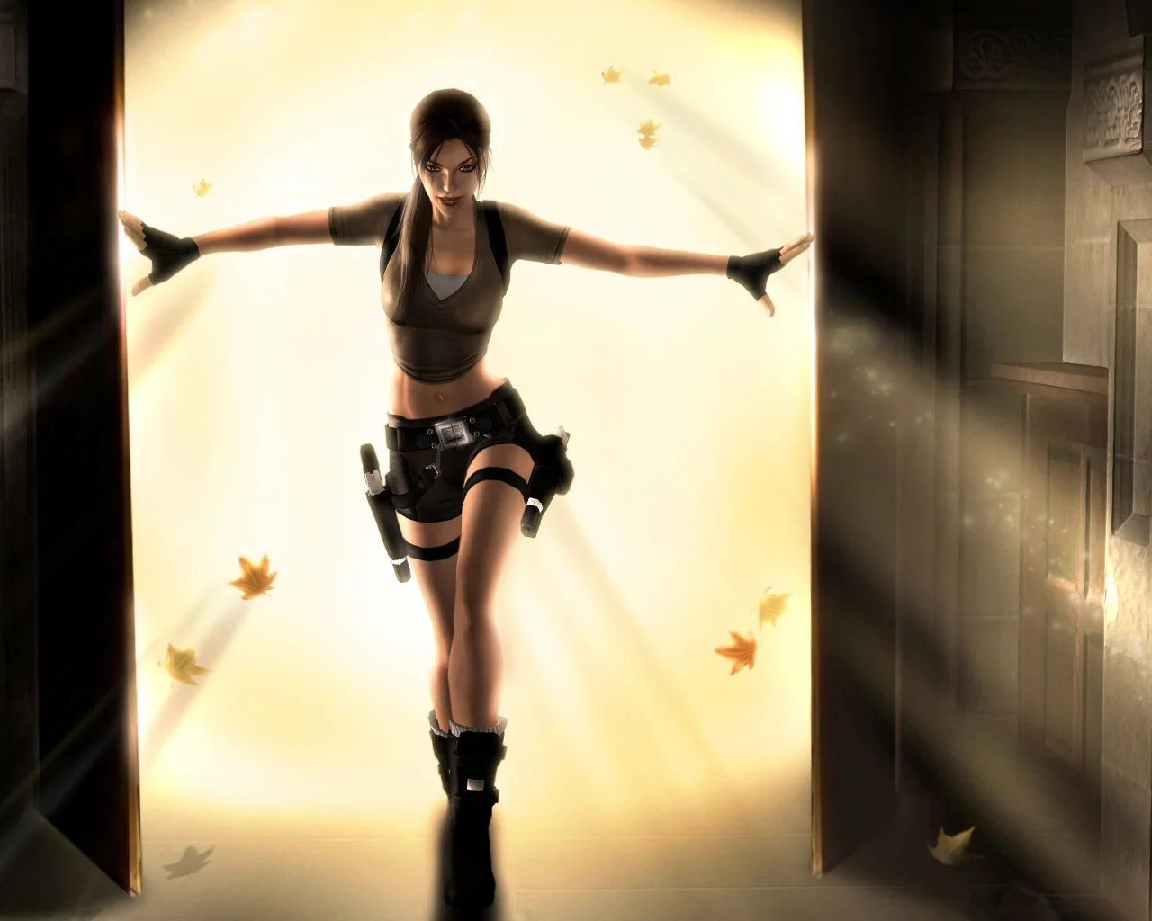 девушка, лара крофт, фантастика, пистолеты, tomb raider