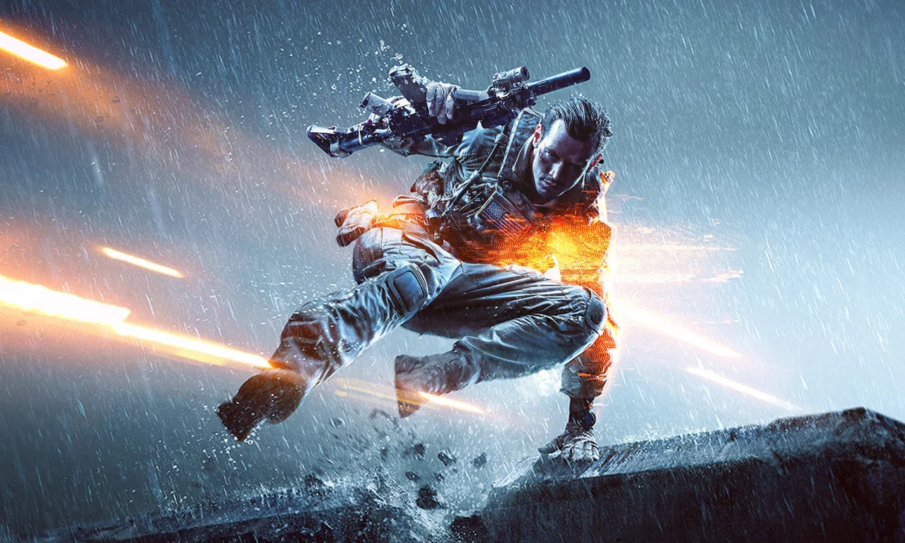 автомат, оружие, дождь, bf4, солдат, battlefield 4, пистолет