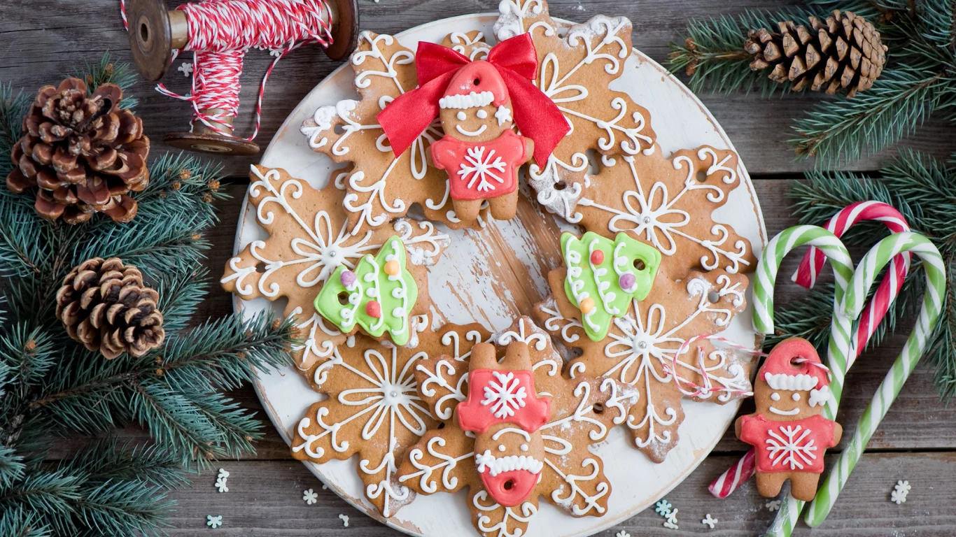печенье, christmas, new year, человечки, еда, фигурки, снежинки