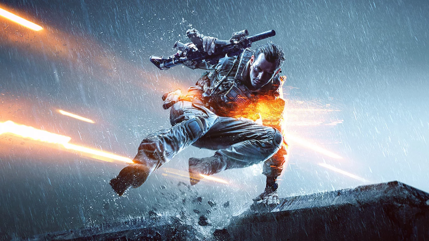 автомат, оружие, дождь, bf4, солдат, battlefield 4, пистолет