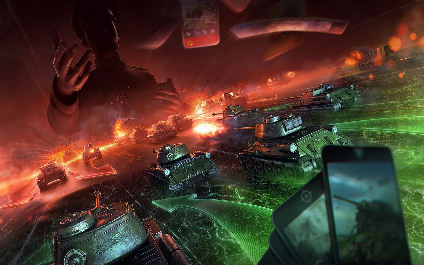 Коллаж, скрин, танки, наступление, армия, игра, World of Tanks