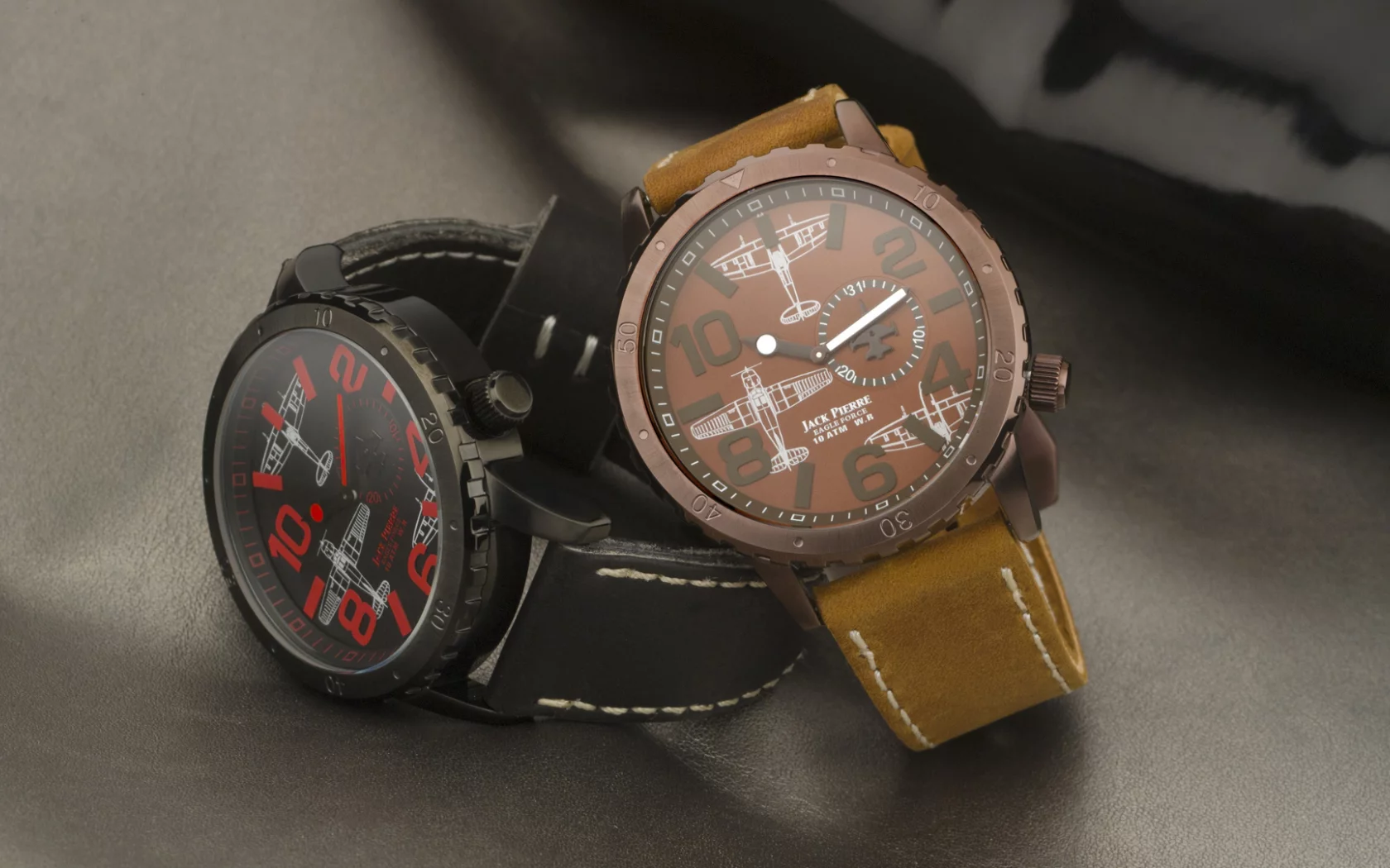 red, jack pierre, black, watch, men, brown