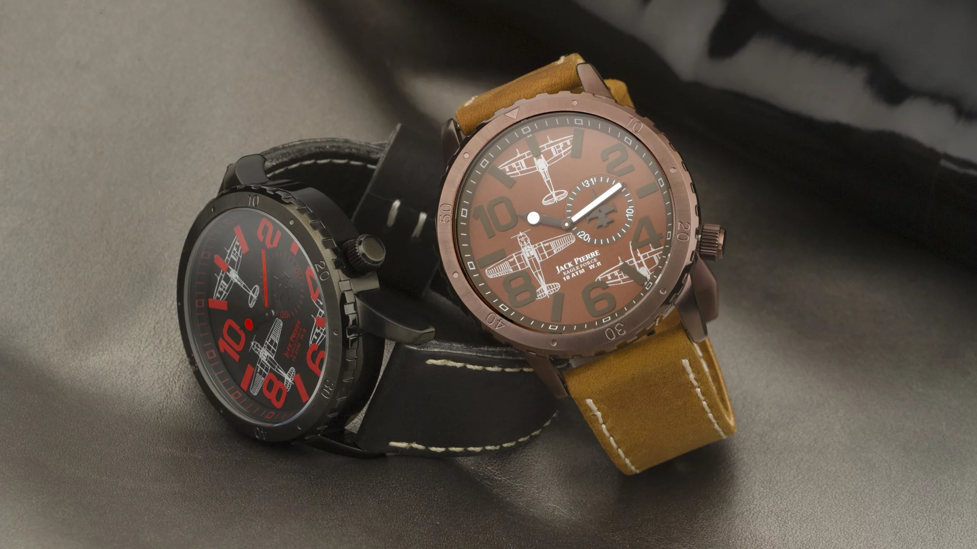 red, jack pierre, black, watch, men, brown