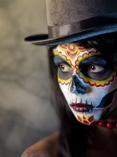 dia de los muertos, раскрас, день мёртвых, девушка, лицо