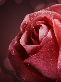 цветы, капли, роза, вода, цветочек, розовая, цветок