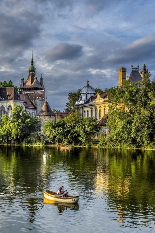 будапешт, замок, magyarorsz__g, budapest, деревья, венгрия, vajdahunyad
