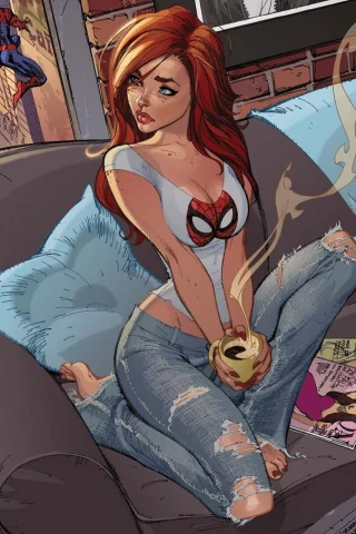 человек паук, комикс , рыжая, арт, девушка, mary jane watson