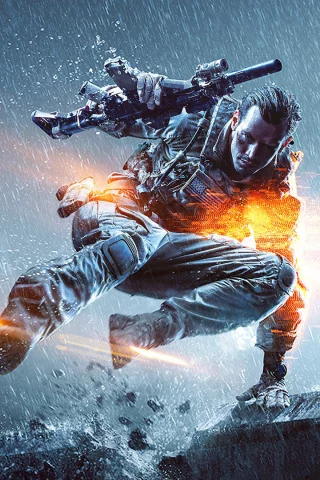 автомат, оружие, дождь, bf4, солдат, battlefield 4, пистолет