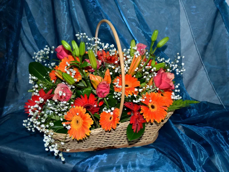 цветы, цветок, букет, герберы, лилии, розы, красивый