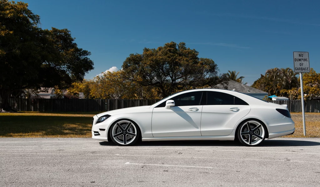 mercedes, white, вид сбоку, matte, cls 550, tuning