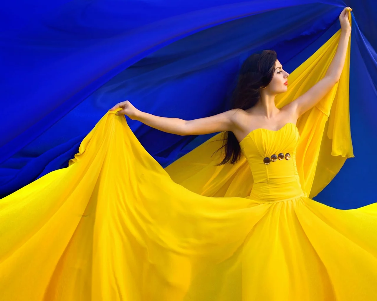 Я Русский, Украина, моя страна, девушка, платье, жёлтый, голубой