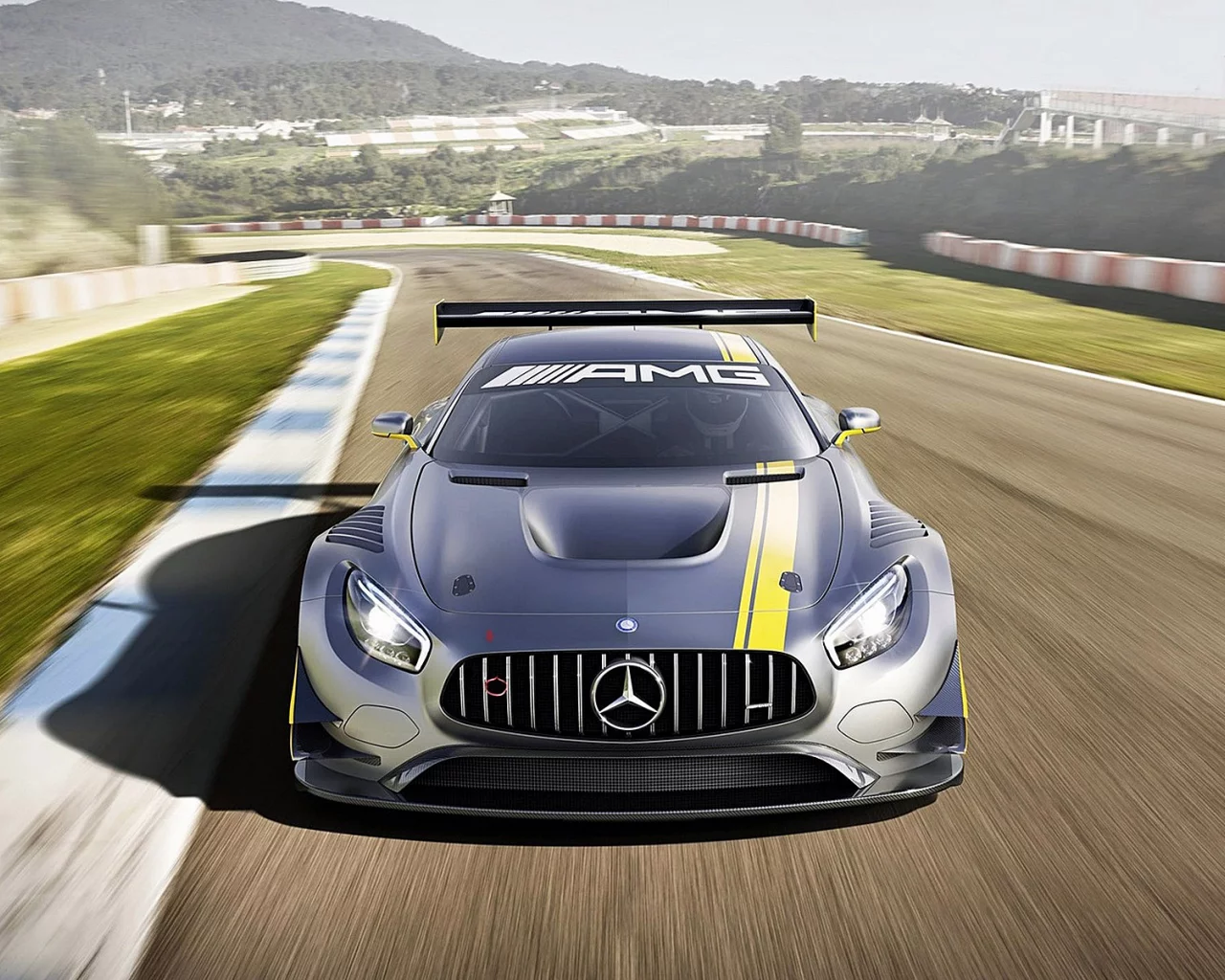 Трасса, дорога, горы, машина, Мерс, Mercedes-Benz AMG GT3 2015