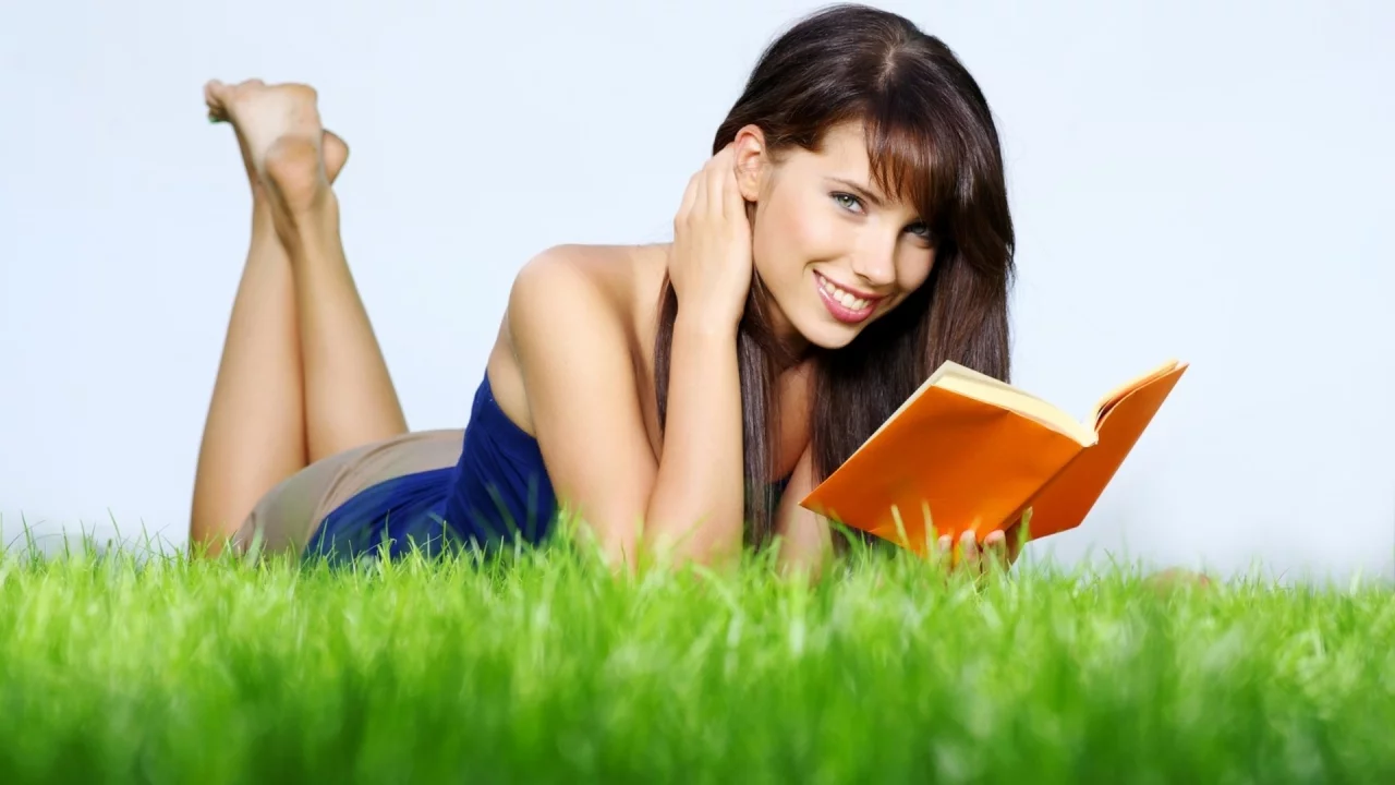 девушка, читает, книгу