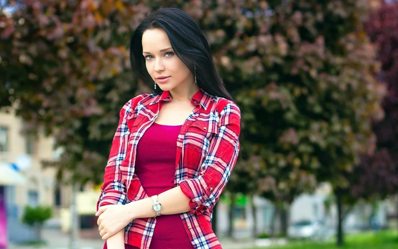 девушка, рубашка, клетка