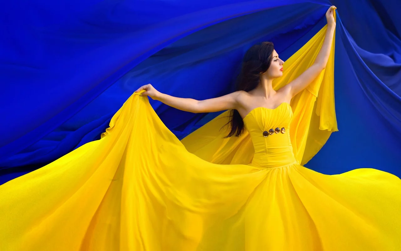 Я Русский, Украина, моя страна, девушка, платье, жёлтый, голубой