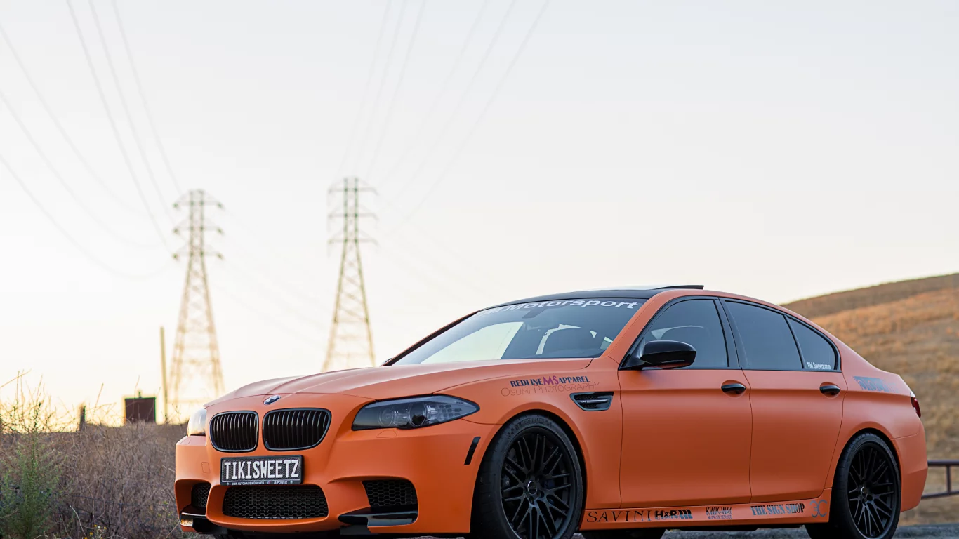 bmw, m5, бмв, matte orange, оранжевый матовый, f10, вид спереди