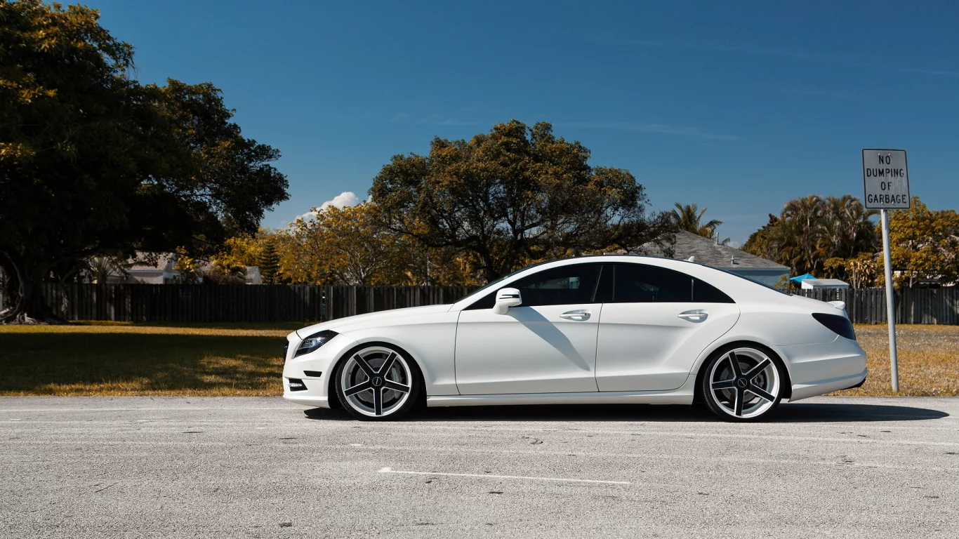 mercedes, white, вид сбоку, matte, cls 550, tuning