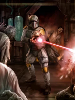 человек, оружие, выстрел, star wars, колбы, монстры, арт