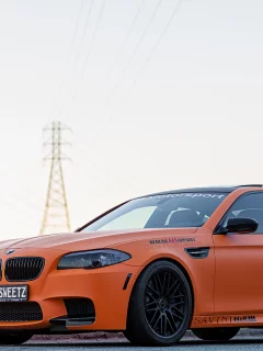 bmw, m5, бмв, matte orange, оранжевый матовый, f10, вид спереди