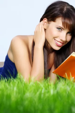 девушка, читает, книгу