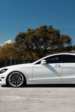 mercedes, white, вид сбоку, matte, cls 550, tuning
