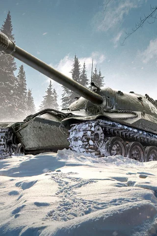 Небо, облака, снег, танк, пейзаж, игра, World of Tanks