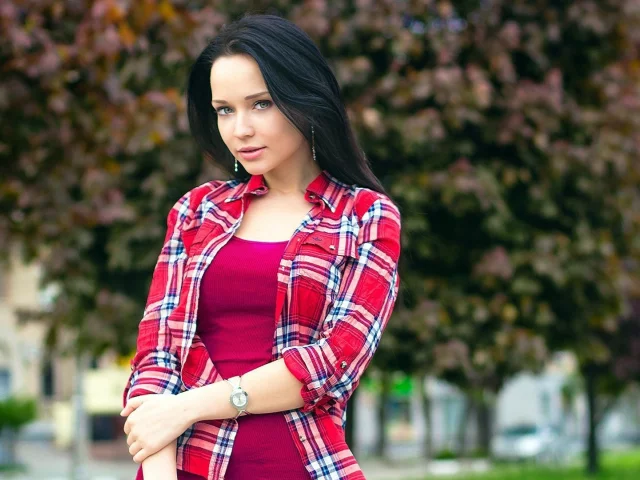 девушка, рубашка, клетка