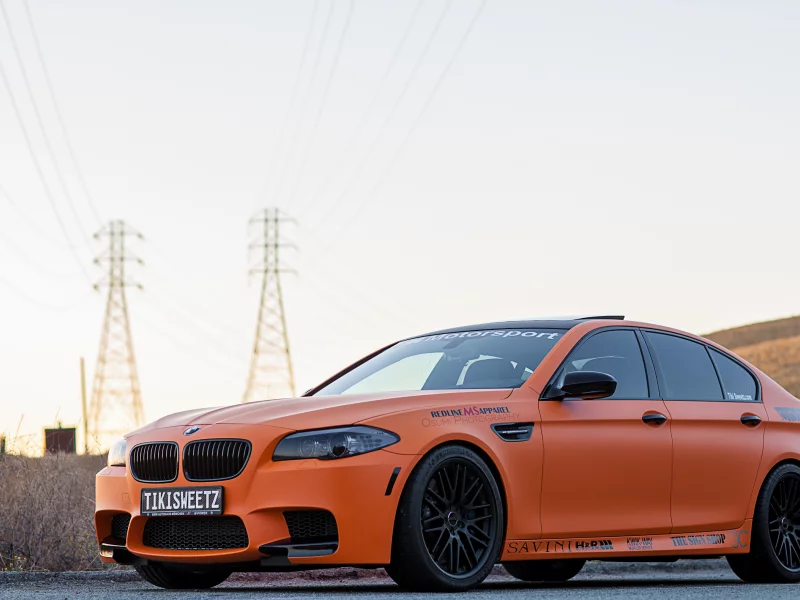 bmw, m5, бмв, matte orange, оранжевый матовый, f10, вид спереди