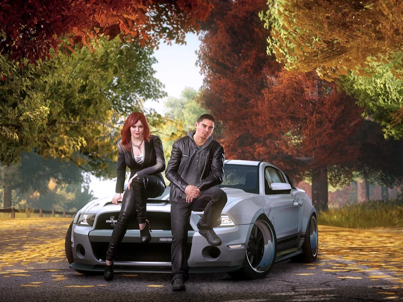 Трасса, машина, парень, девушка, игра, NFS THE RUN