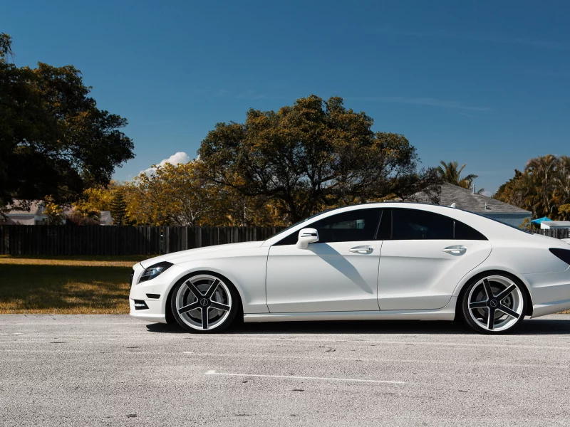 mercedes, white, вид сбоку, matte, cls 550, tuning