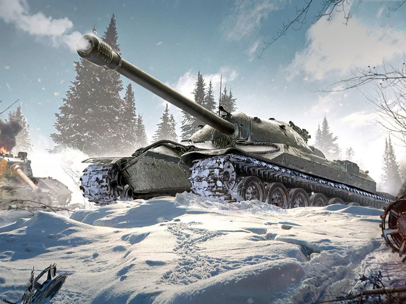 Небо, облака, снег, танк, пейзаж, игра, World of Tanks