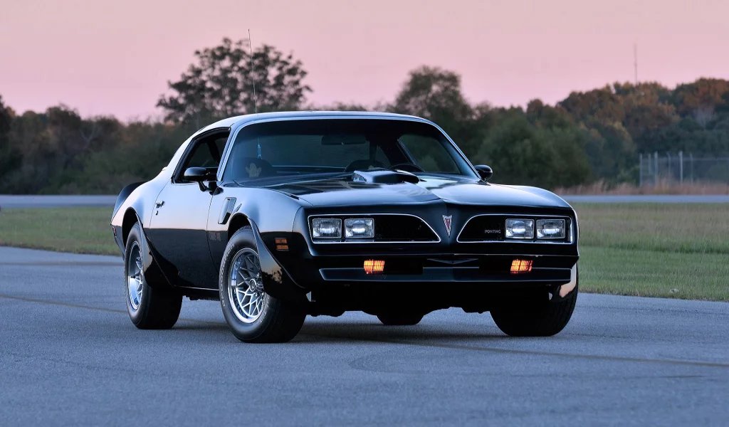 Вечер, закат, дорога, авто, Pontiac Firebird.