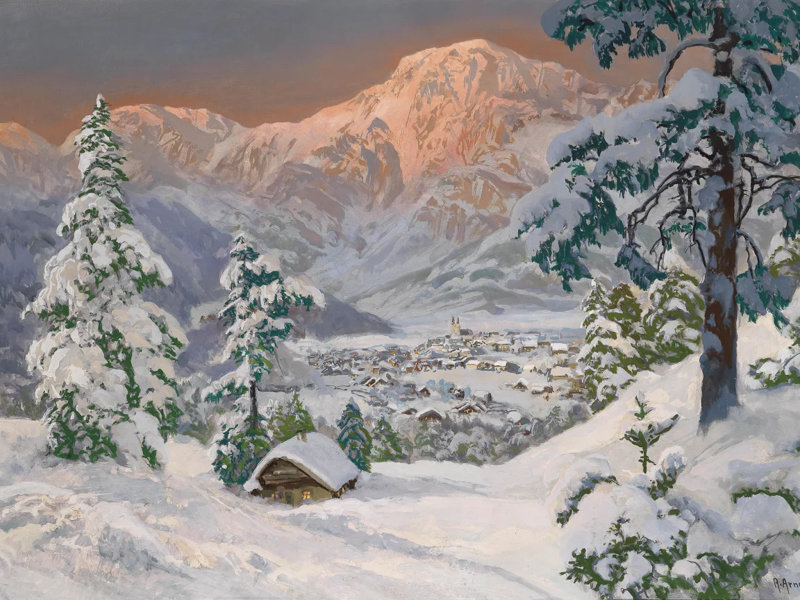 елка, снег, alois arnegger, пейзаж, зима, альпы