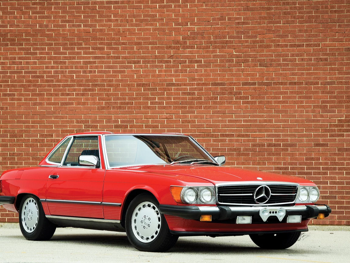 Стена, кирпич, авто, Mersedes Benz, красный.