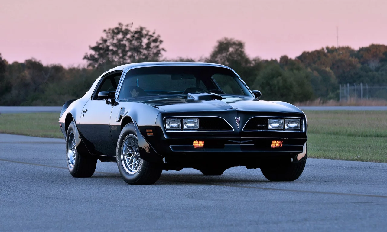 Вечер, закат, дорога, авто, Pontiac Firebird.
