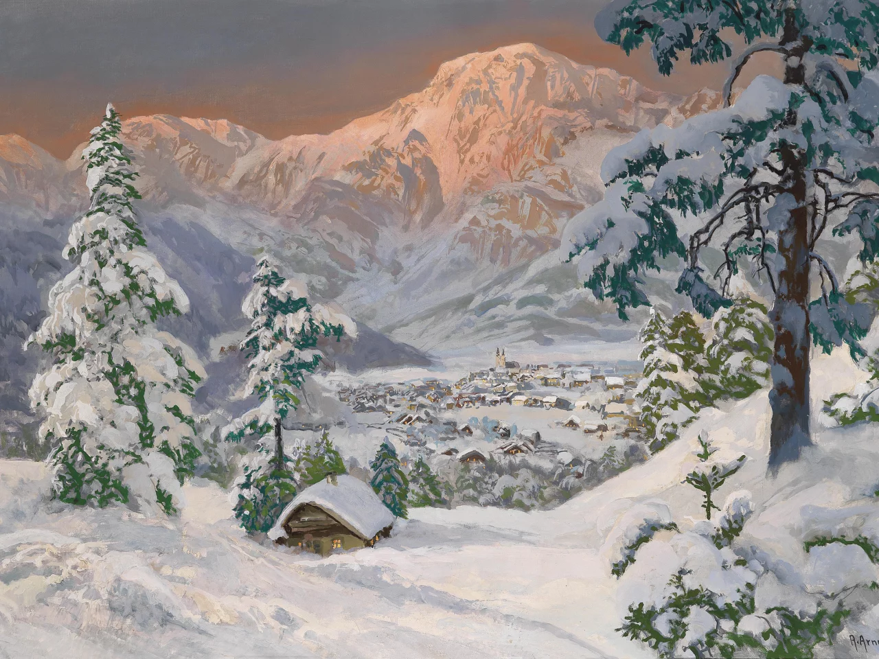 елка, снег, alois arnegger, пейзаж, зима, альпы